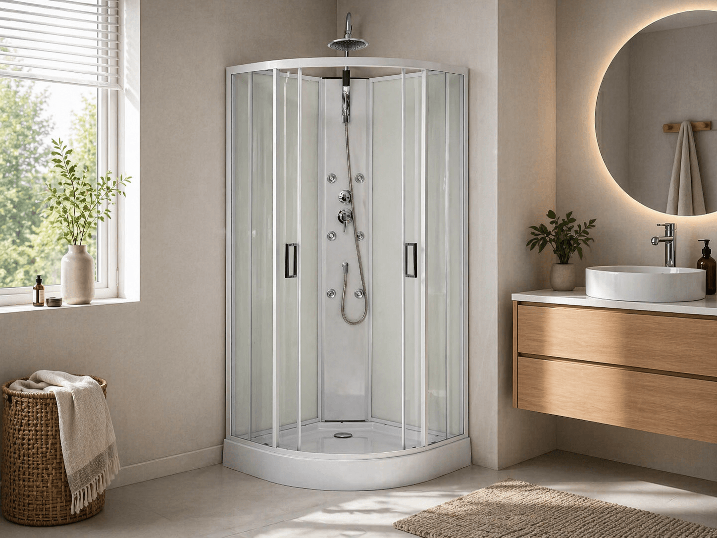 Harma White Onyx dušikabiin — sissevaade