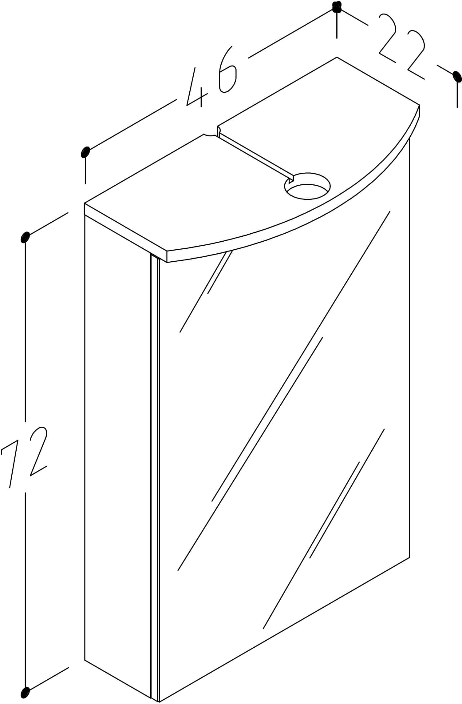Harma peeglikapp valges 46×72 cm — vaade 2